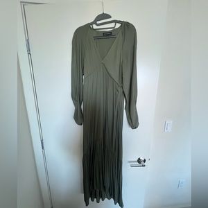 Banana Republic Long Silk Olive Dress